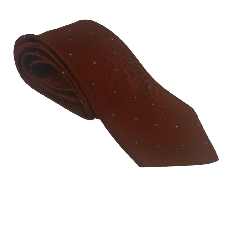 LANVIN 100% Silk Italy Burgundy w dots mens neck tie casual business work 64inch
